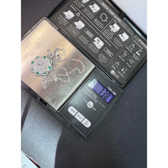 Bella Luce lab green spinel and CZ rhodium over sterling silver pendant chain - Picture 6 of 11